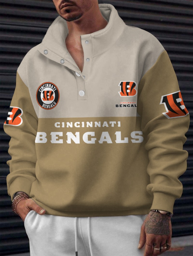 Cincinnati Bengals Casual Colorful Stand Collar Sweatshirt