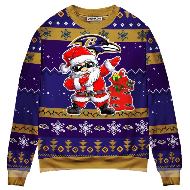 Baltimore Ravens Dabbing Santa Claus Ugly Christmas Sweater