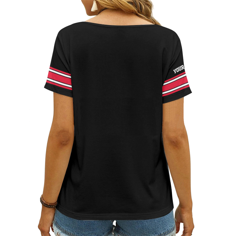 Kansas City Chiefs Personalized V-neck Women T-shirt - Back View