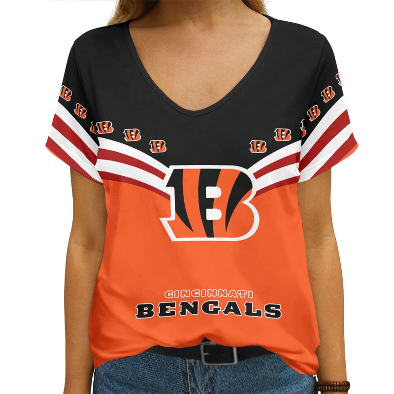 Cincinnati Bengals V-neck Women's T-shirt style 1