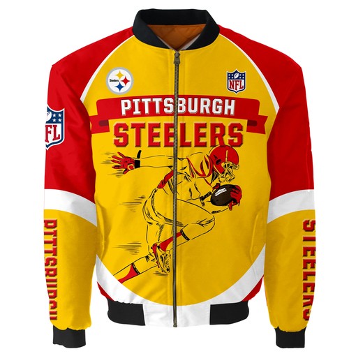 Pittsburgh Steelers Bomber Jacket Graphic Player Running