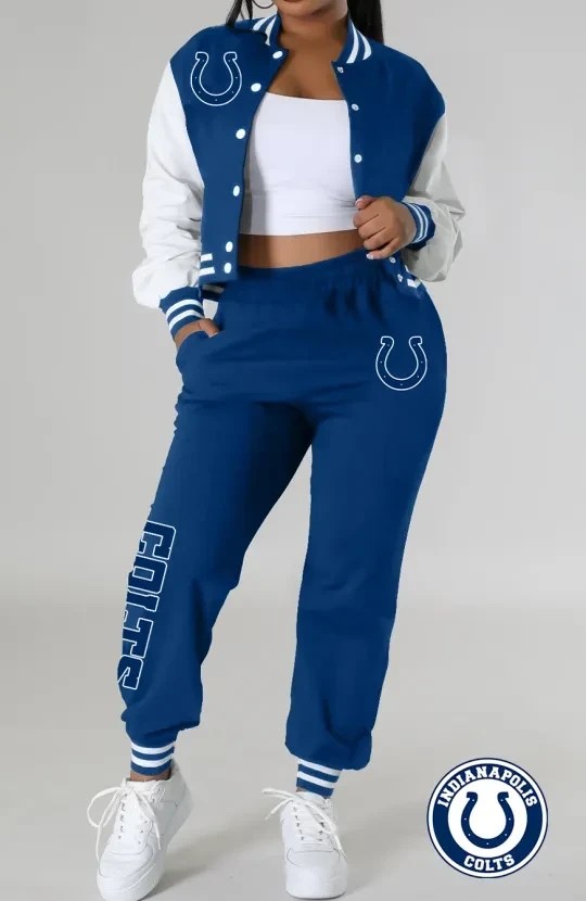 Indianapolis Colts Women’s Varsity Jacket & Crop Top Tracksuit