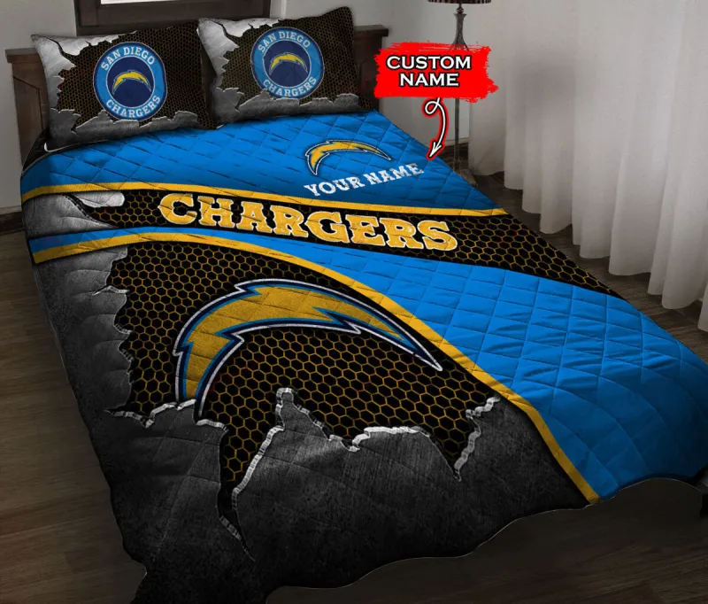 Los Angeles Chargers Personalized Quilt Set