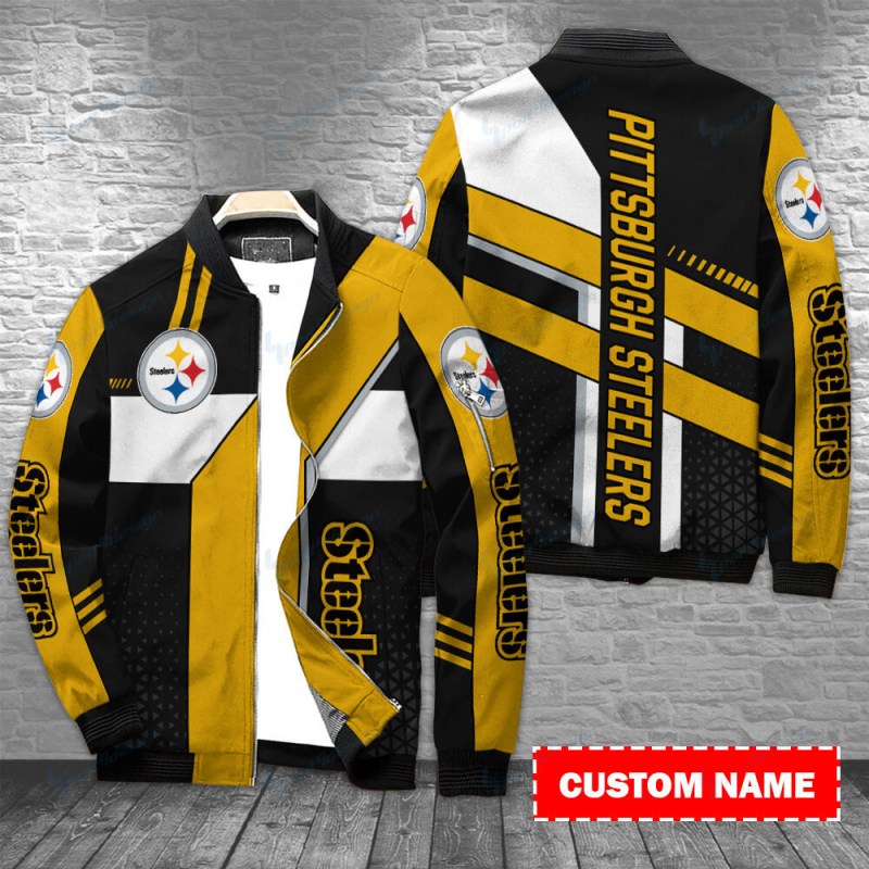 Pittsburgh Steelers Personalized Bomber Jacket Front View