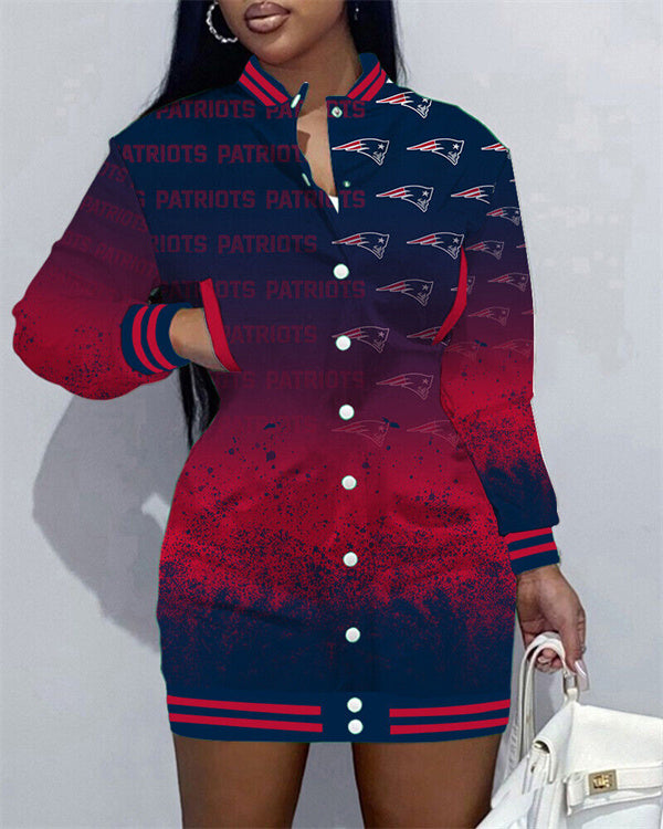New England Patriots Women's Button Down Jacket Dress