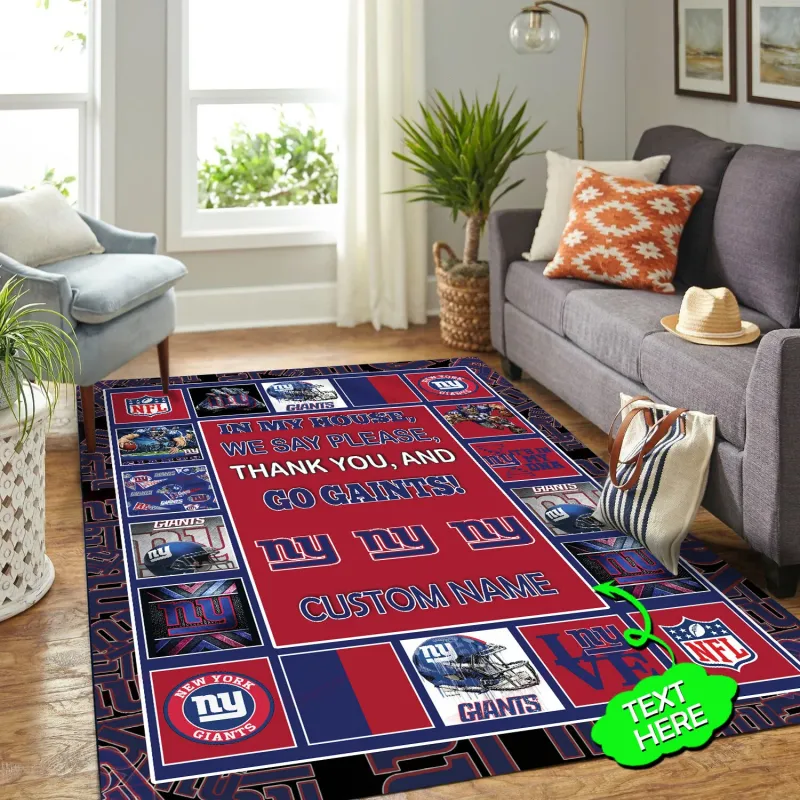 New York Giants Personalized Premium Rectangle Rug
