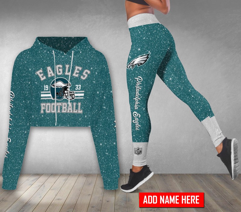 Philadelphia Eagles Personalized Combo Croptop Hoodie and Leggings Set