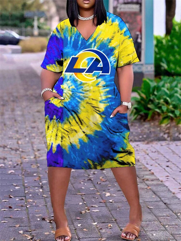 Los Angeles Rams V-neck Casual Pocket Dress