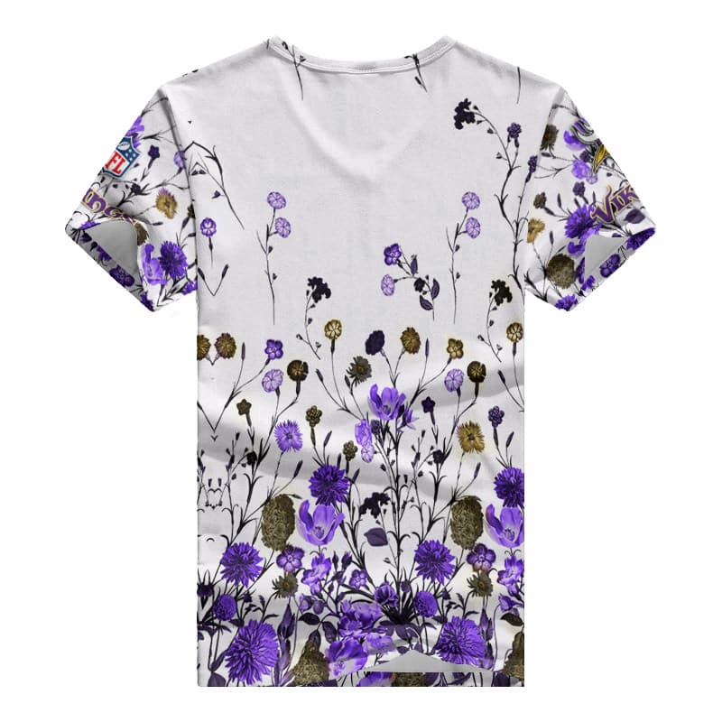 Back view of Minnesota Vikings Personalized V-neck Women T-shirt