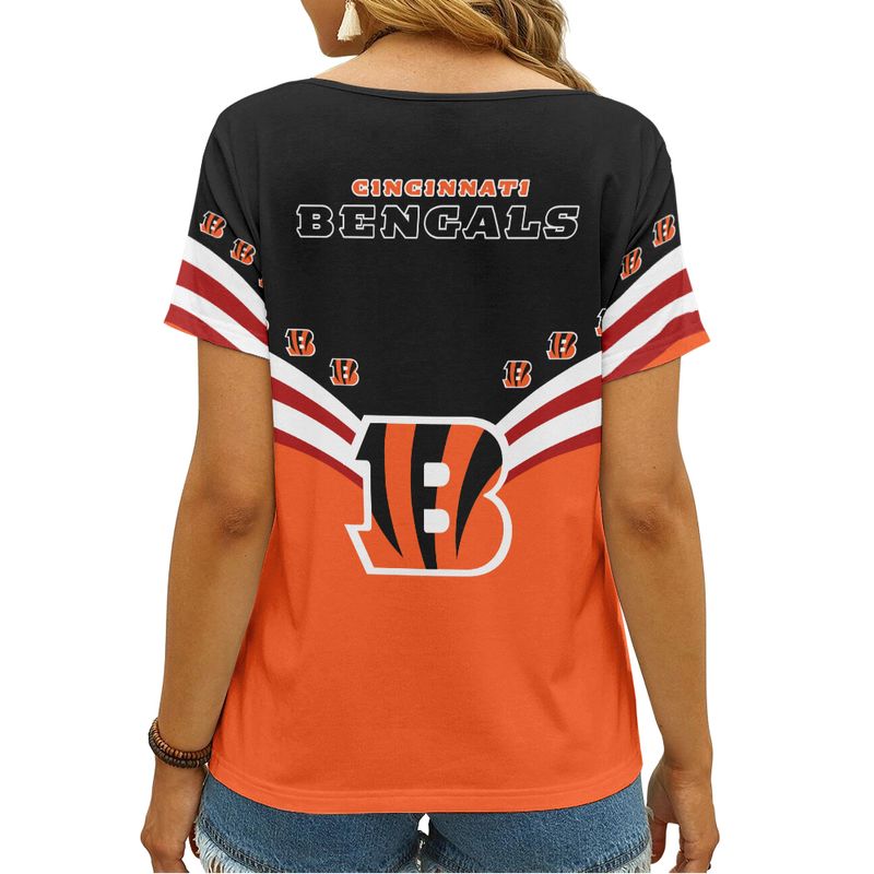 Cincinnati Bengals V-neck Women's T-shirt style 3