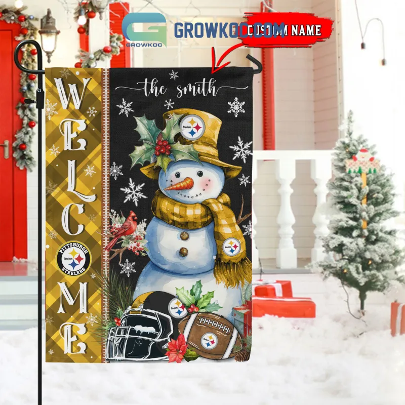 Pittsburgh Steelers Football Snowman Flag