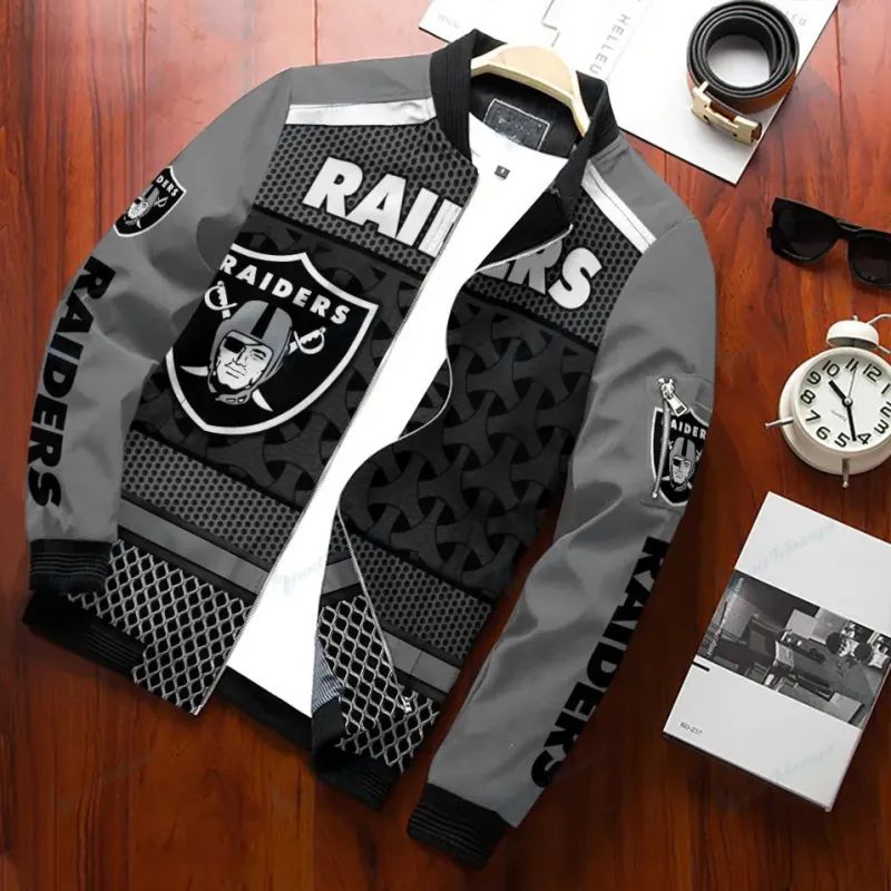Las Vegas Raiders Personalized Bomber Jacket - Back View