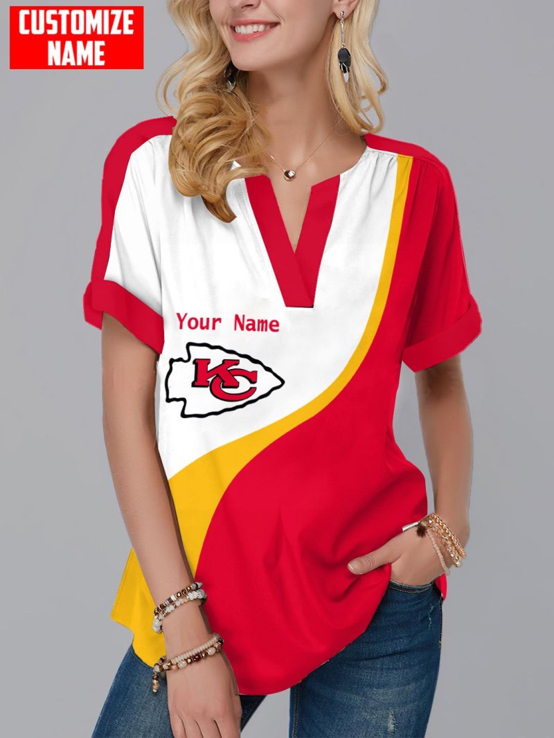 Kansas City Chiefs Personalized Fashion Short Sleeve V-Neck Shirt