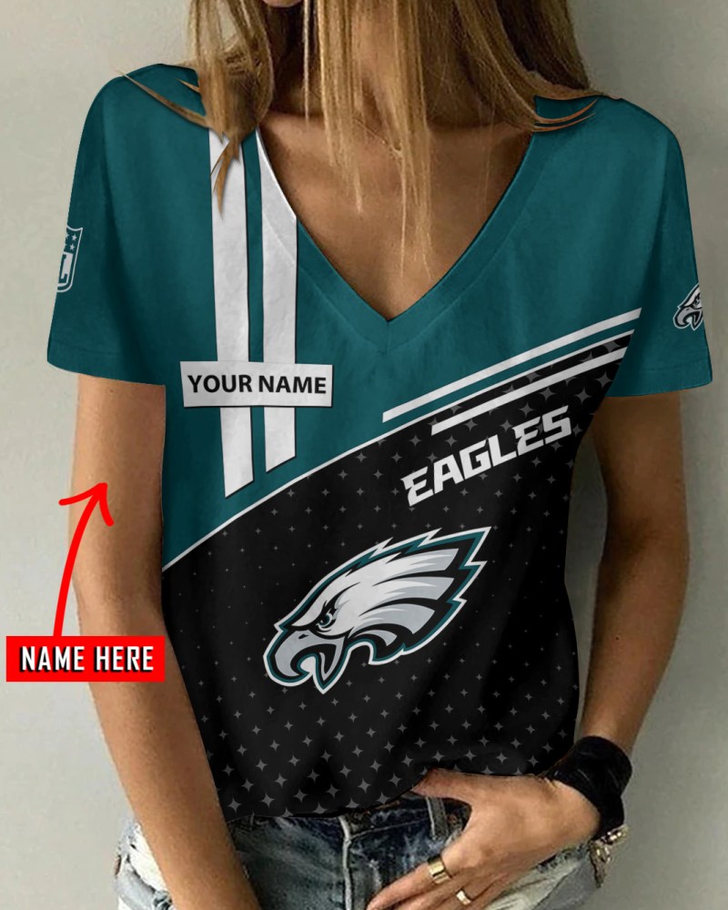 Philadelphia Eagles Personalized V-neck T-shirt
