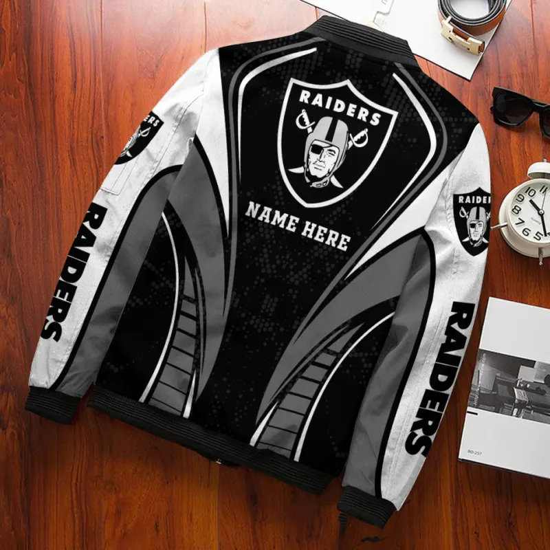 Las Vegas Raiders Personalized Bomber Jacket Back