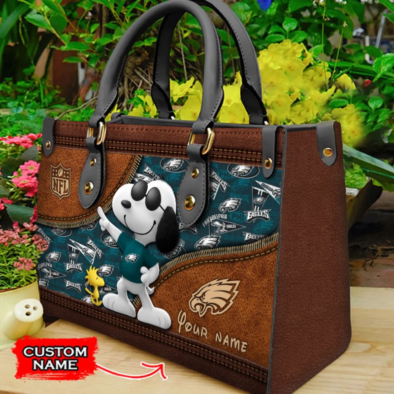Personalized Philadelphia Eagles Leather Hand Bag Image 1