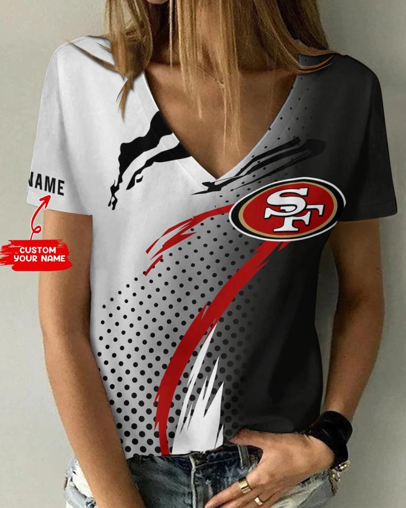 San Francisco 49ers Personalized V-neck Women T-shirt