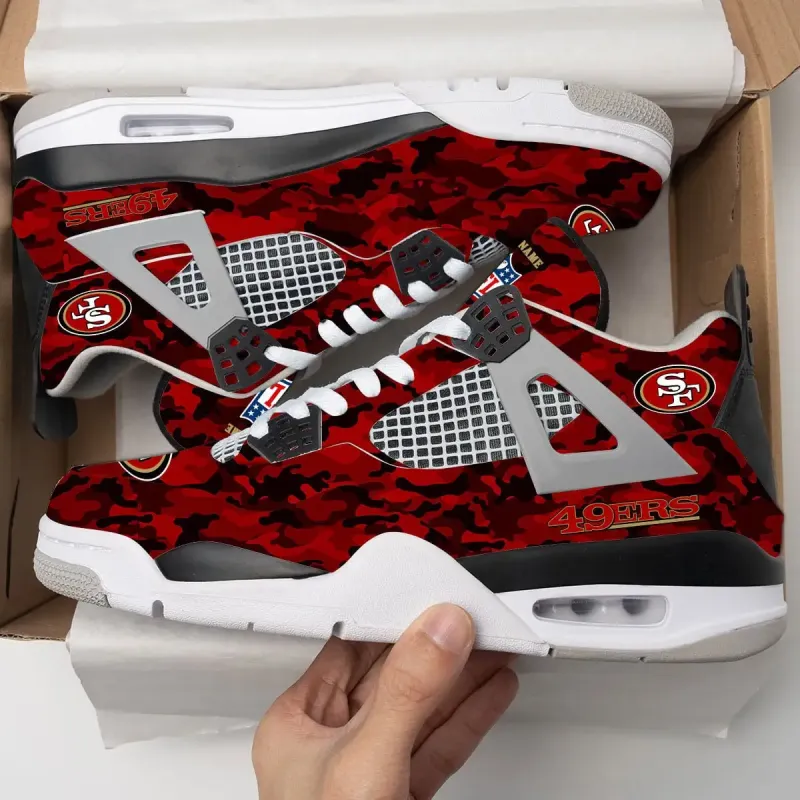 San Francisco 49ers Camo Personalized AJ4 Sneaker