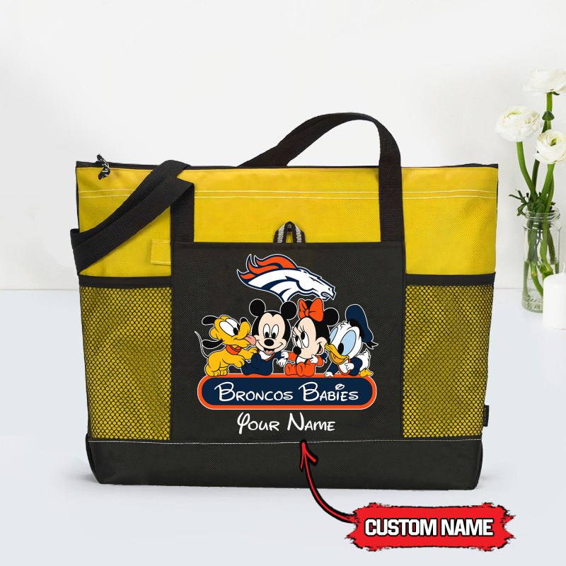 Denver Broncos Personalized Babies Tote Bag Yellow