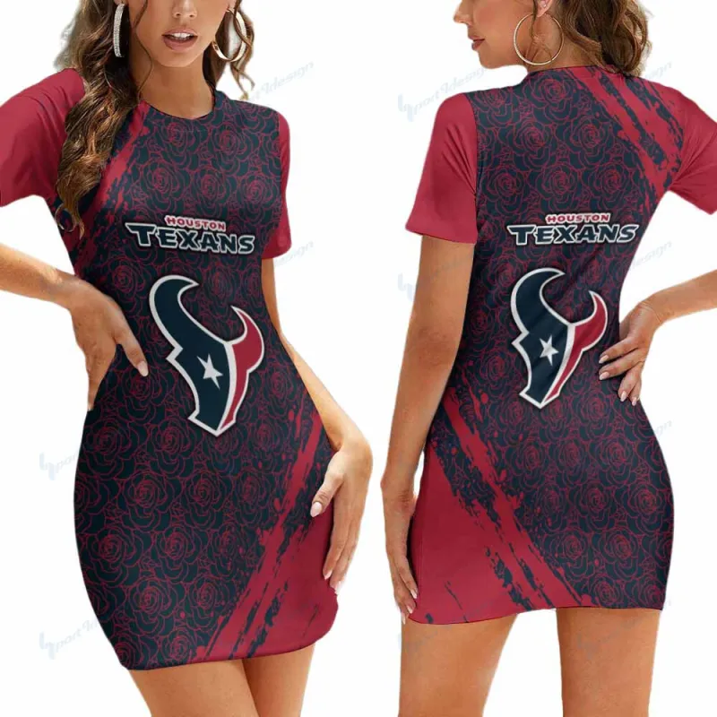Houston Texans Short Sleeve Bodycon Mini Dress