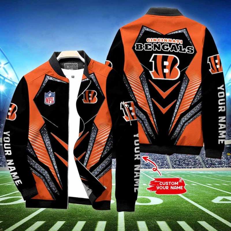 Cincinnati Bengals Personalized Bomber Jacket Front