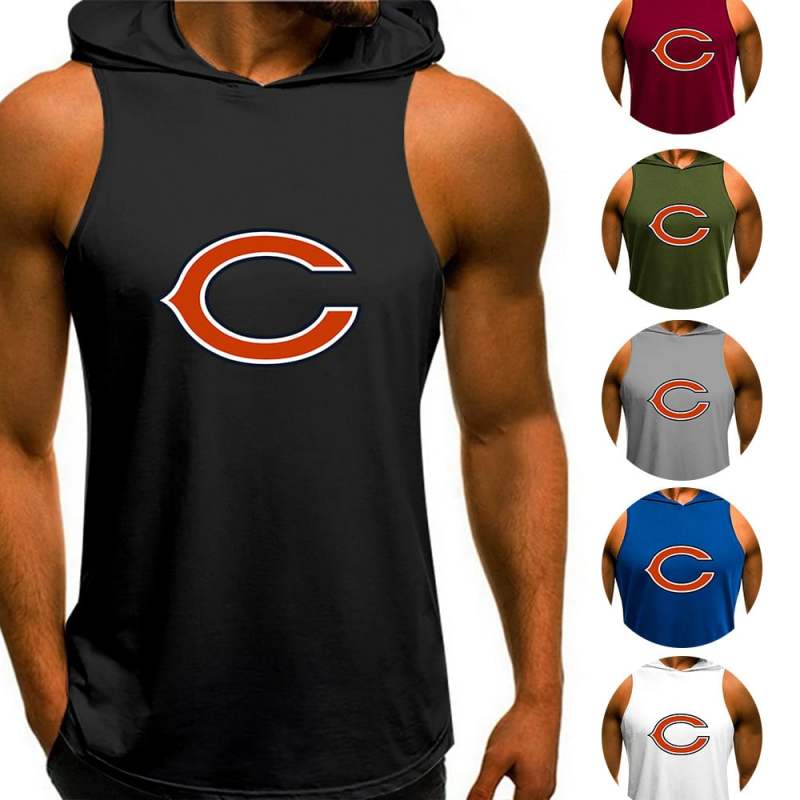 Chicago Bears Man Gym-Sport Hoodie Vest