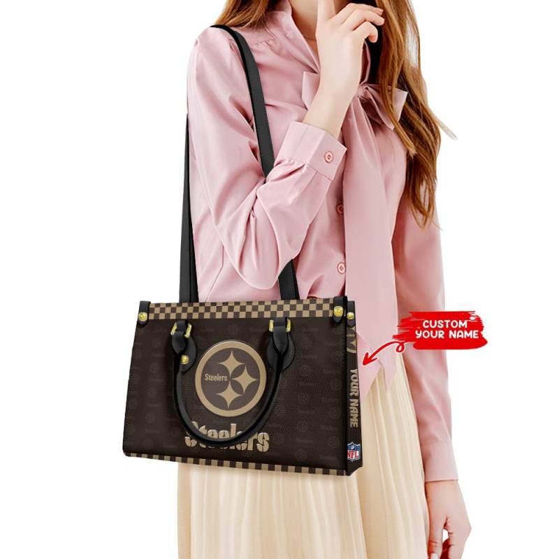 Pittsburgh Steelers Personalized Leather Hand Bag