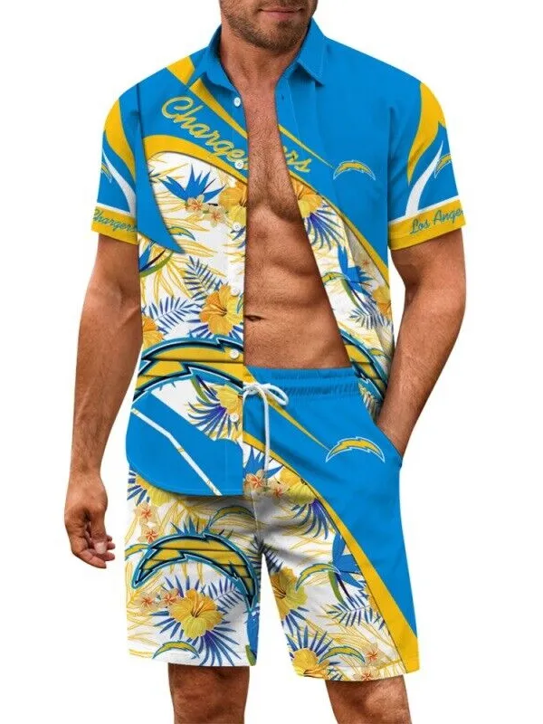 Los Angeles Chargers Hawaiian Shirt and Shorts
