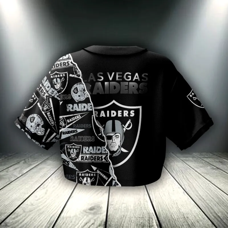 Las Vegas Raiders Crop Top Baseball Jersey Image 3