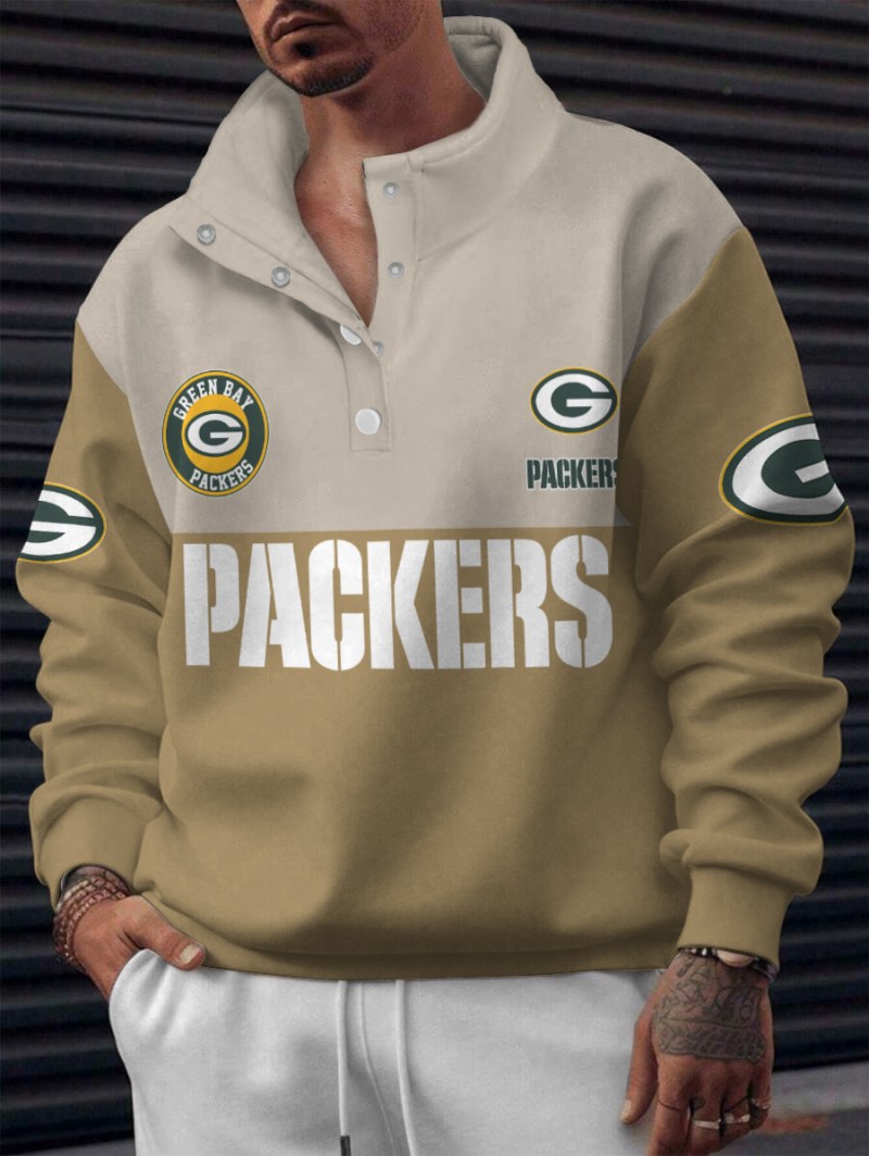 Green Bay Packers Casual Colorful Stand Collar Sweatshirt