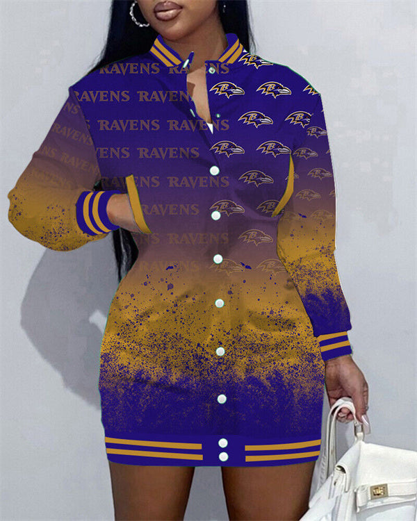 Baltimore Ravens Women's Button Down Jacket Dress