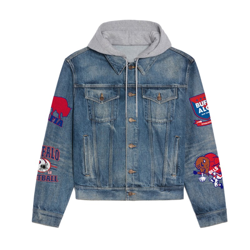 Buffalo Bills Premium Hooded Denim Jacket - Image 2