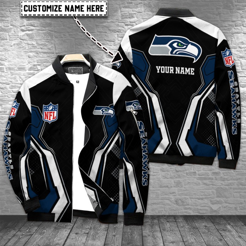 Seattle Seahawks Personalized Bomber Jacket Mockup