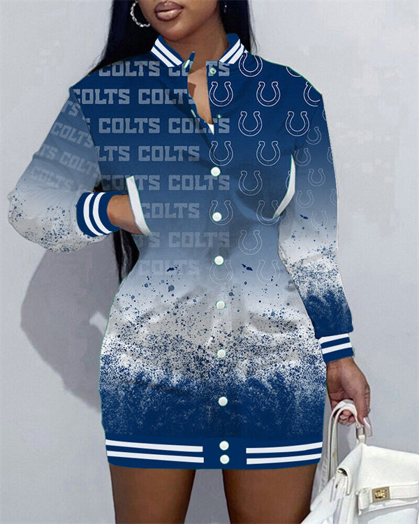 Indianapolis Colts Women Button Down Jacket Dress