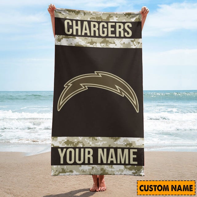 Los Angeles Chargers Personalized Beach Towel