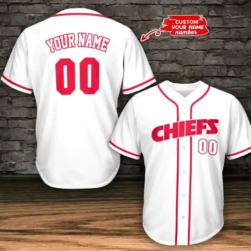 Kansas City Chiefs White Baseball Jersey