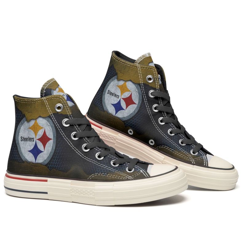 Pittsburgh Steelers High Top Canvas Shoes Detailed View