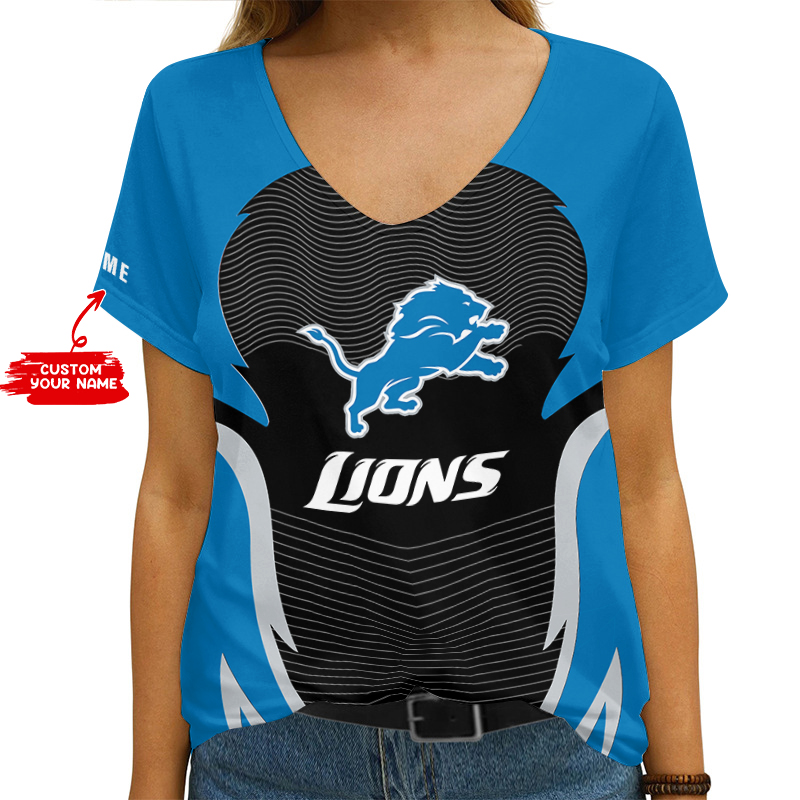 Detroit Lions Personalized V-neck T-shirt