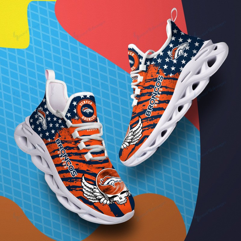 Denver Broncos Yezy Running Sneakers Back View