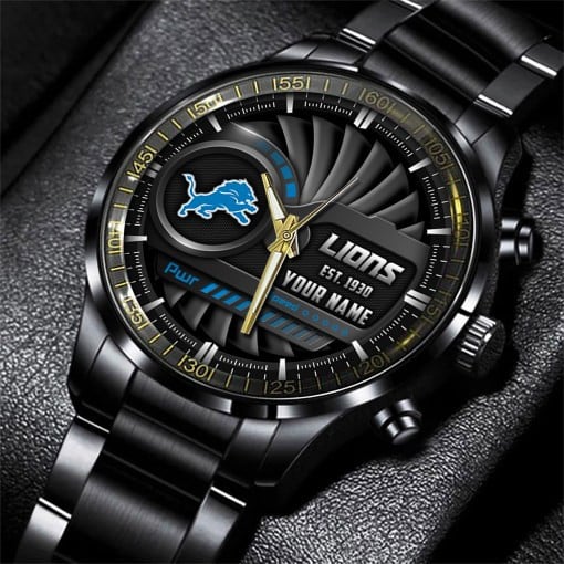 Detroit Lions Black Fashion Watch