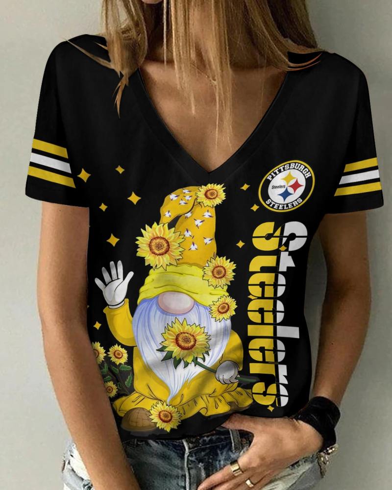 Pittsburgh Steelers Women V-neck T-shirt