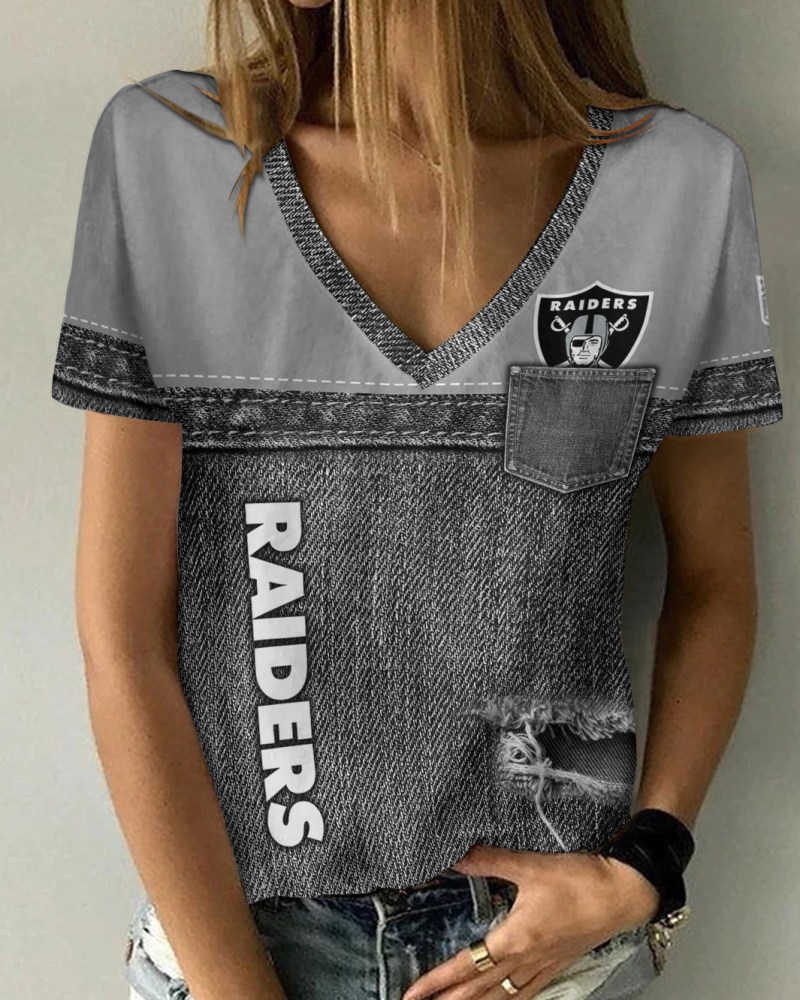 Las Vegas Raiders Summer V-Neck Women T-Shirt