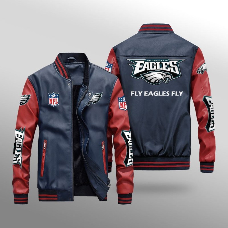 Philadelphia Eagles Leather Bomber Jacket Front