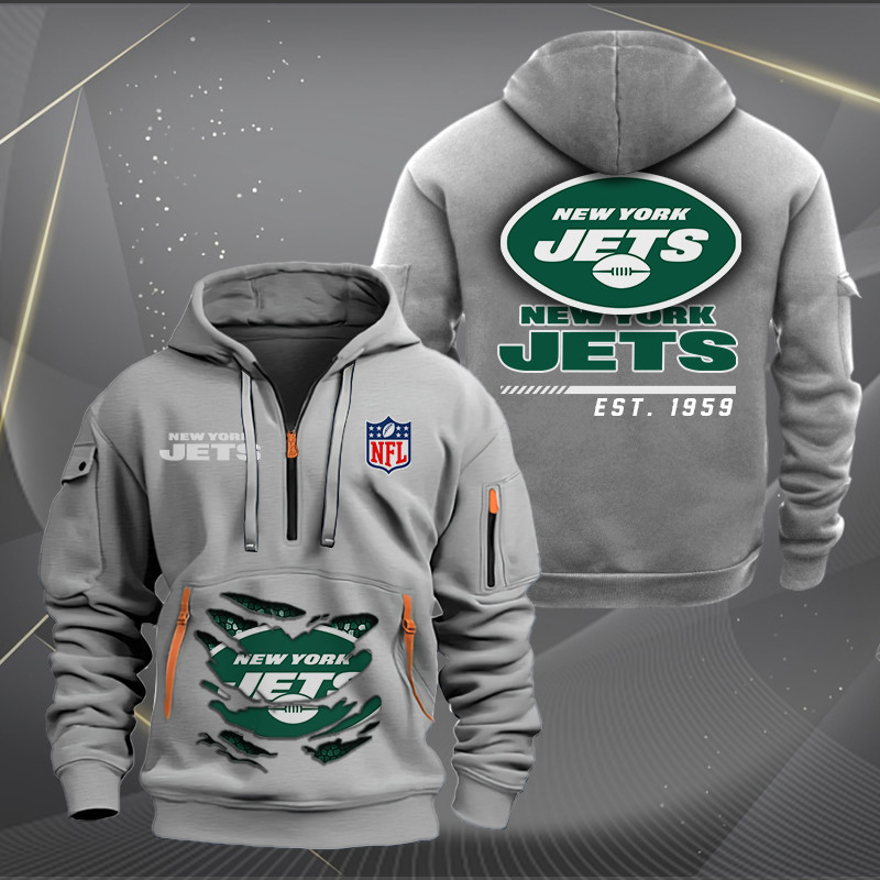 New York Jets Quarter Zip Hoodie Image 1