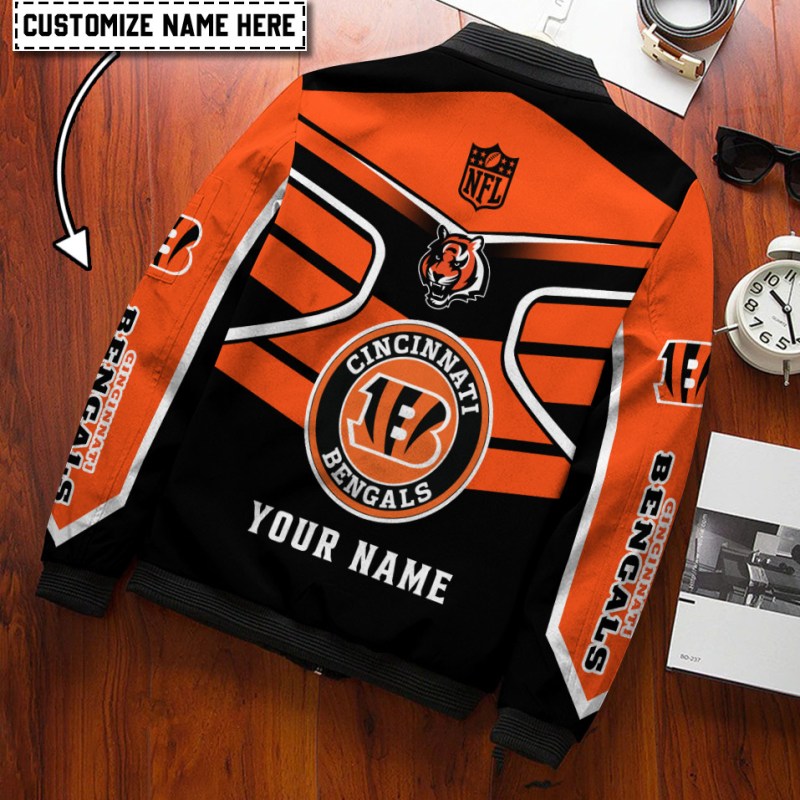 Cincinnati Bengals Personalized Bomber Jacket Details