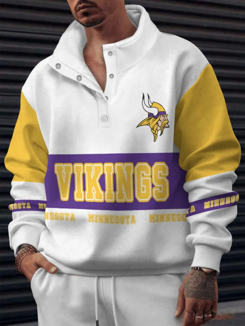 Minnesota Vikings Casual Colorful Stand Collar Sweatshirt