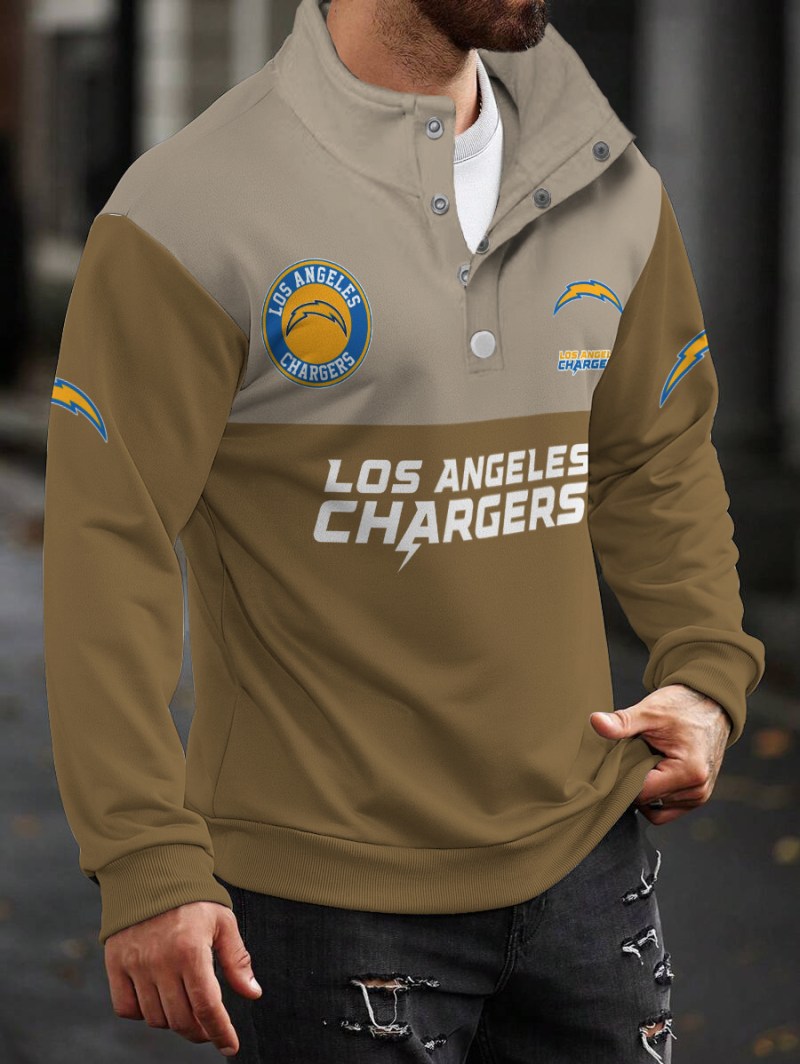 Los Angeles Chargers Casual Colorful Stand Collar Sweatshirt