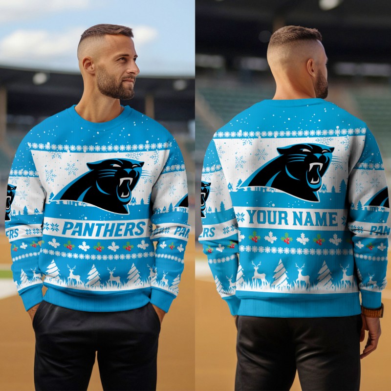 Carolina Panthers Ugly Christmas Sweater Outdoor Style