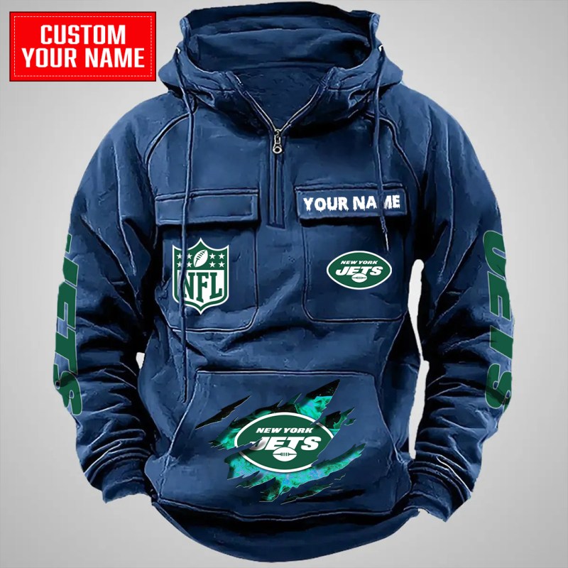 New York Jets Zip Hoodie Navy