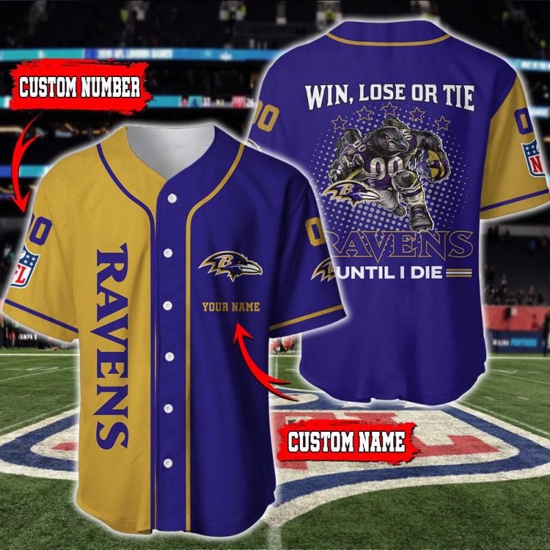 Baltimore Ravens Personalized Baseball Jersey